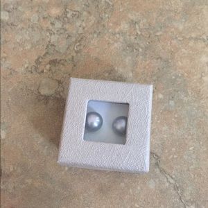 Authentic gray pearl earrings sterling silver